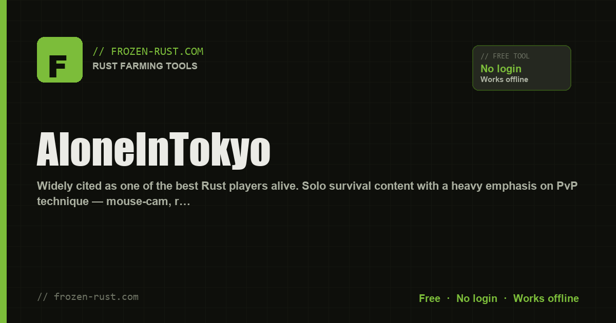 AloneInTokyo — Rust Solo Players YouTuber Profile (2026)