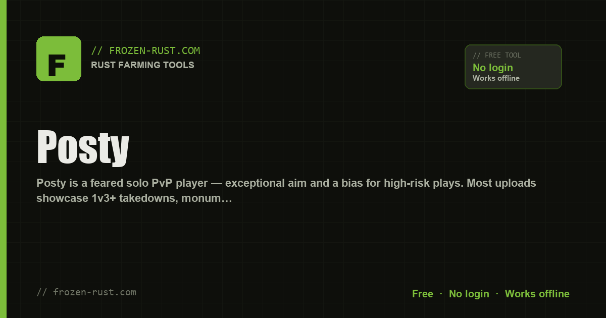 Posty — Rust Solo Players YouTuber Profile (2026)
